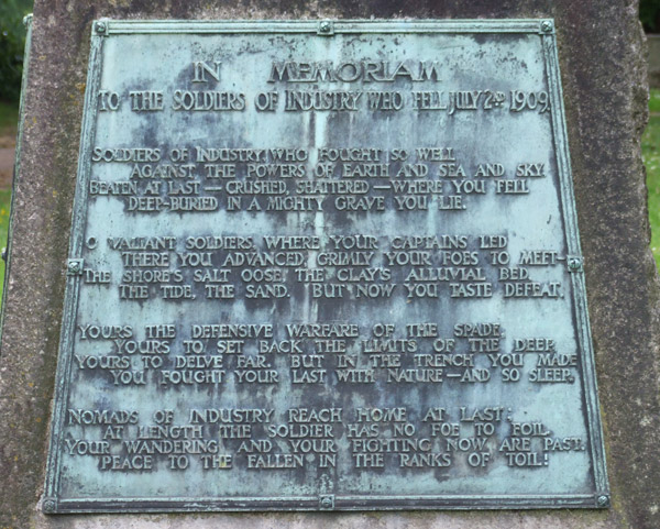 The poem on the third side of the Newport Dock Disaster memorial in St Woolos Cemetery, Newport, Mon.