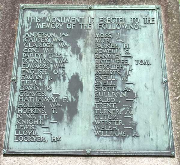 The names of the men killed in the Newport Dock Disaster are cast on a broze plaque...