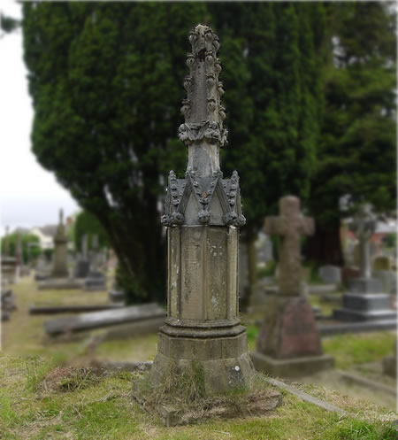 George Masters' grave is marked by a once-imposing memorial which is now in an advance state of disrepair.