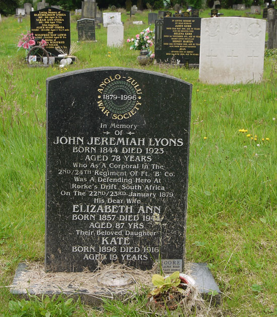 John Lyons' grave in St Woolos Cemetery Newport. Hero of Rorke's Drift.