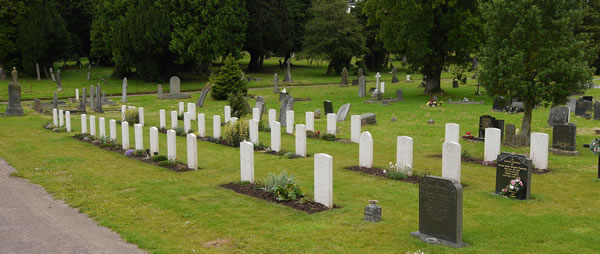 All three services are represented in the orderly ranks and files of headstones