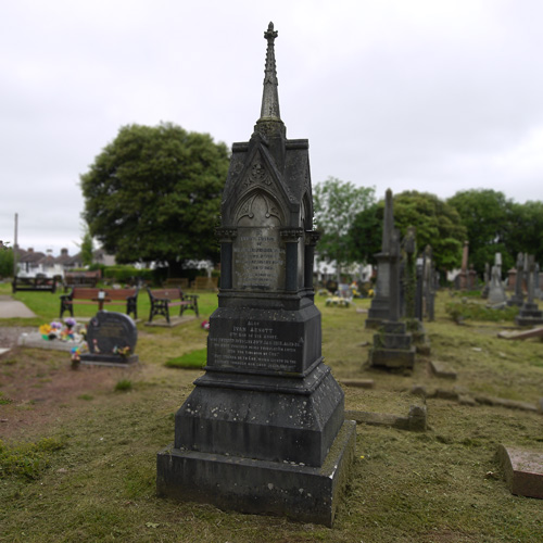 W A Baker’s grave is right behind the cemetery lodge along with the most prestigious memorials.