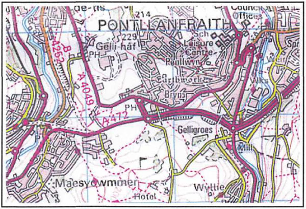 The Mount, Penylan as seen on OS Landranger 171