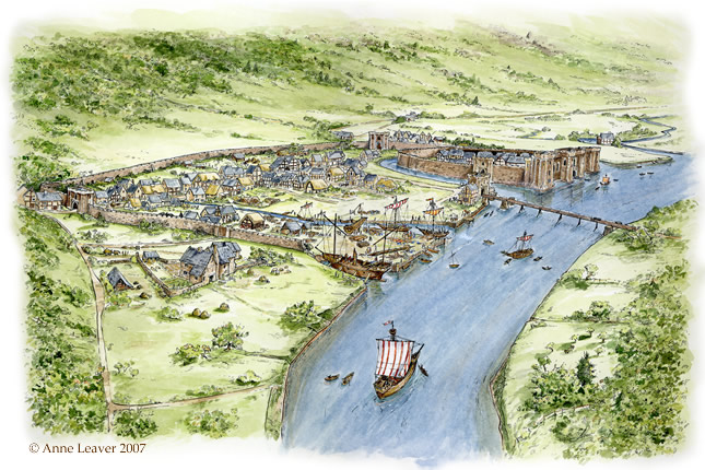 Medieval Newport drawn by Anne Leaver