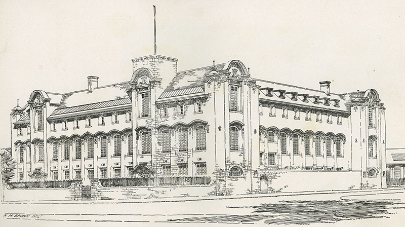 THE NEW TECHNICAL INSTITUTE, CLARENCE PLACE, NEWPORT, ARTISTS IMPRESSION, 1903