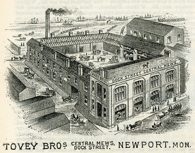 Tovey Brothers, Funeral Furnishers and Carriage Proprietors, Central Mews, Dock Street, Newport (Mon.) 1893.