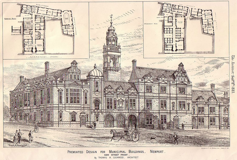 Newport Town Hall 1883 Dock Street elevation