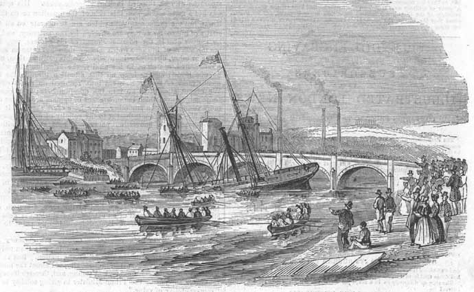 Wreck of the Severn Screw-Steamer at the  Bridge, Newport, Mon, 1844