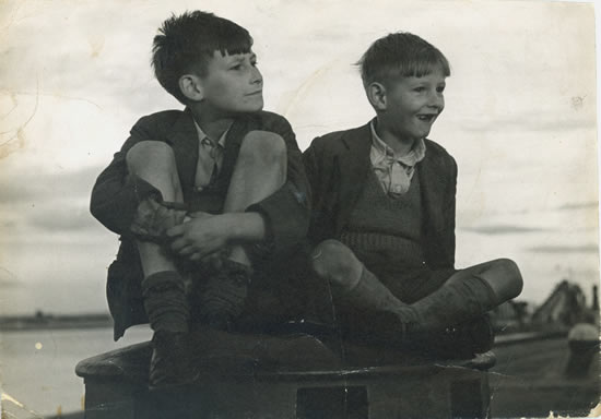 Jim Dyer and his brother 'Teddy' in Newport Docks, early 1950s.