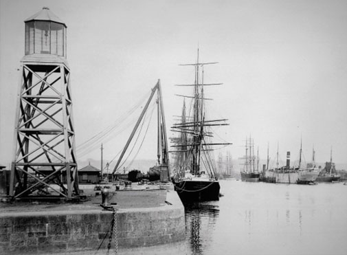 Alexandra Docks, looking north from the north–south junction, c1890