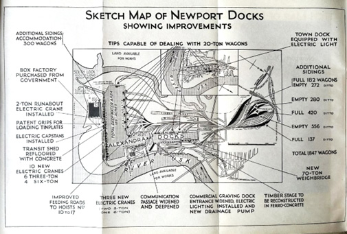 This 1928 map shows the improvements, and the proposed dry dock next to the Sea Lock is shown as “to be constructed”.