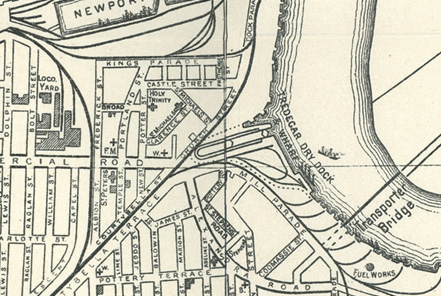 The dry dock on a 1905 plan of Newport