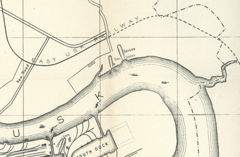 The two Eastern Dry Docks are shown on a plan of 1905