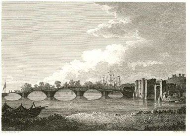Bridge and castle at Newport in 1800