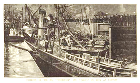 The accident with the Constancia and Primus in the Town Dock in 1882.