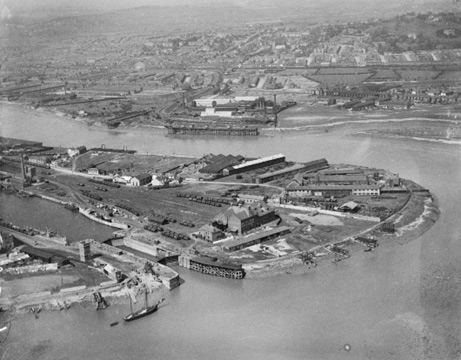 Aerial view of Town Dock of 1842 photographed on 6 May 1921