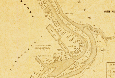 The entire development of the Town Dock, shown in the river survey made for the Harbour Commissioners in 1867.