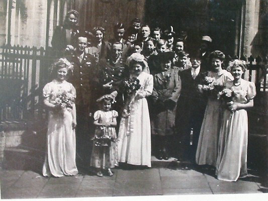 A GI wedding in St Mary’s R.C. Church Stow Hill Newport. The bride is 16 year old Eileen Leighfield the groom William Volger from Pitsburgh.