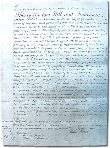 Last Will and Testament of John Frost Chartist