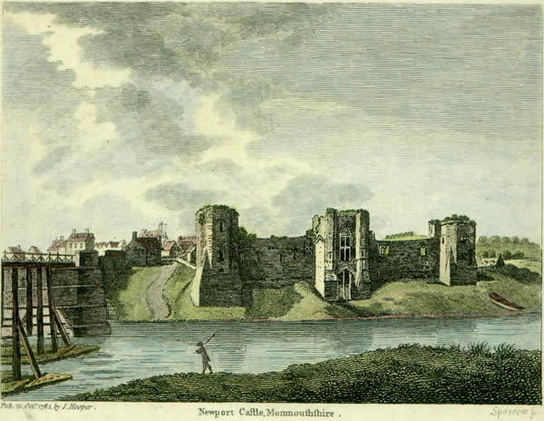 Newport Bridge and Castle 1784 from "The Antiquities of England and Wales" by Francis Grose.