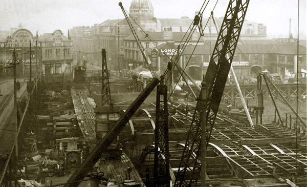 The new bridge under construction.