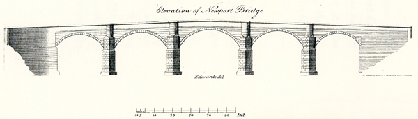 Bridge elevation drawn by David Edwards illustrated in Coxe’s An Historical Tour in Monmouthshire, 1801