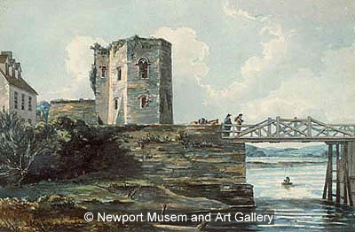 Newport Bridge circa 1795 painted by George Shepherd. Image courtesy of Newport Museum and Art Gallery.