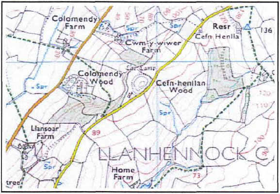 Cae Camp as seen on OS Explorer map 152