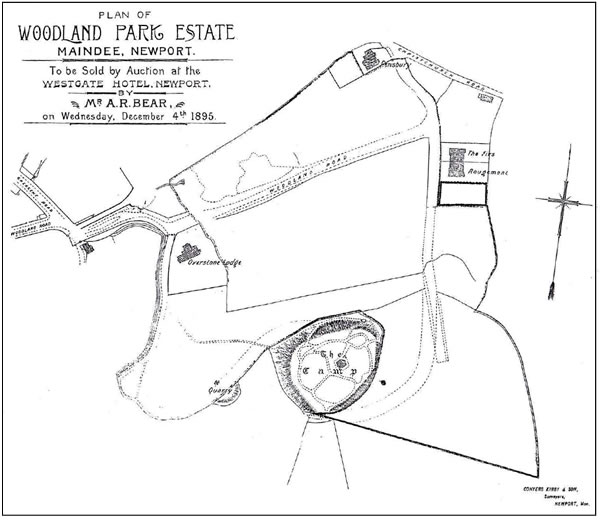 Plan of the Woodland Park Estate Maindee Newport 1895 showing "The Camp"