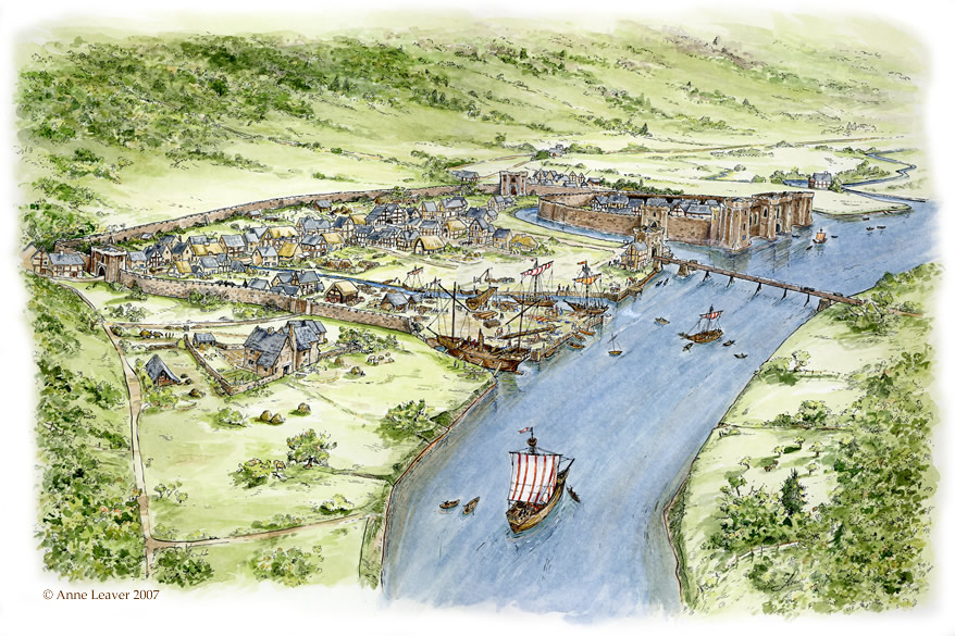 Medieval Newport drawn by Anne Leaver