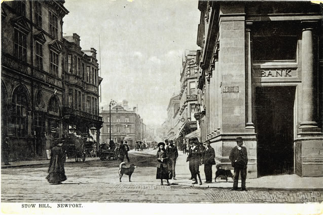 Bridge Street Newport, old postcard view - incorrectly titled Stow Hill