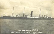 GERMAN LINER BELGIA PRIZE OF WAR AT NEWPORT MON 8.4.1914