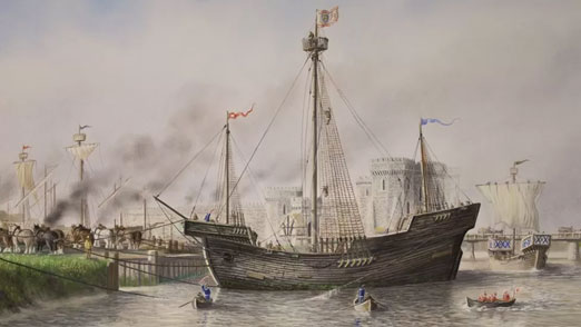 How historians think the Newport ship may have looked as it docked in South Wales in the 15th Century