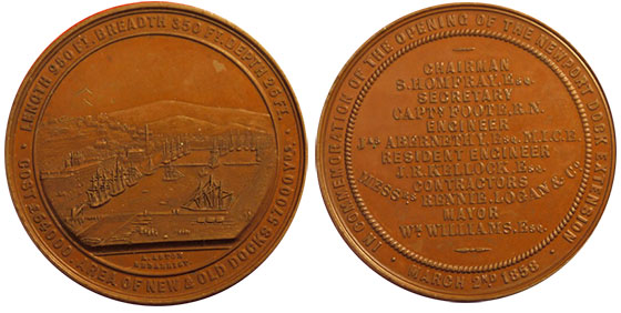 Medal for the opening of the Town Dock extension, 1858.