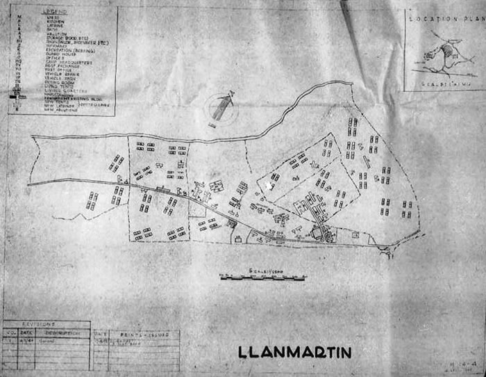 Plan of the US Army camp at Llanmartin during the Second World War