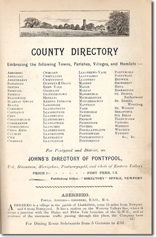 Areas included in the County Directory