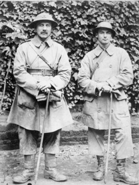 Captain Bernard Montgomery (right) with Brigadier-General J. W. Sandilands, commander of the 104th Brigade, 35th Division. Montgomery served as the brigade major with the 104th Brigade from January 1915 until early 1917.